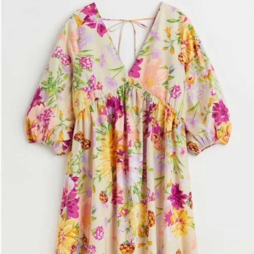 H&M Floral Deep V Neck Spring Dress